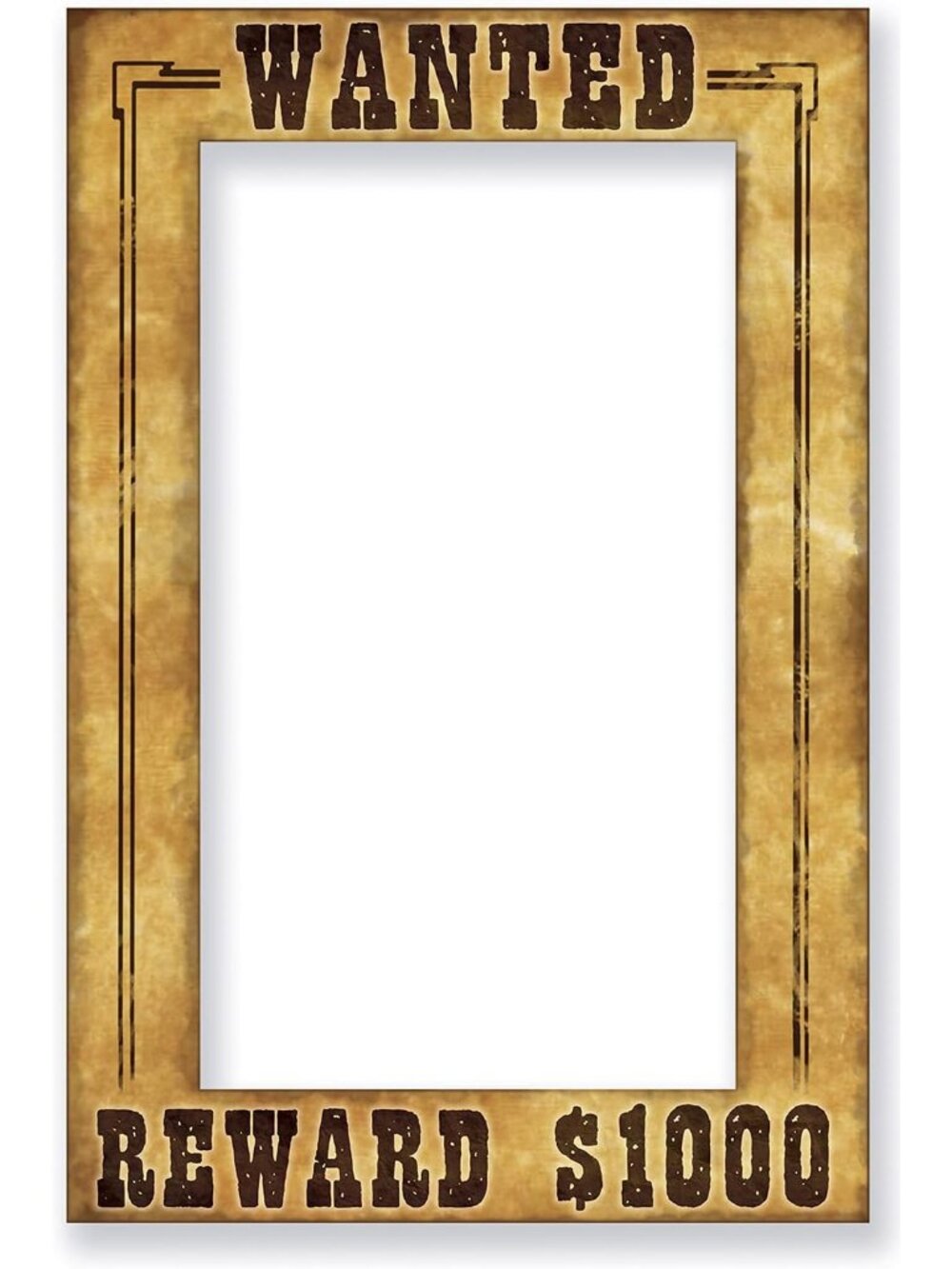 Western Wanted Photo Fun Frame – Lightweight Cardstock Paper Photo Booth Prop fo